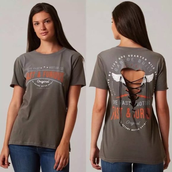 AFFLICTION Women's T-Shirt S/S MOTOR PARTS Tee Bik - Picture 11 of 11